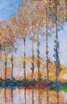 monochrome black white Painting - Poplars White and Yellow Effect Claude Monet woods forest